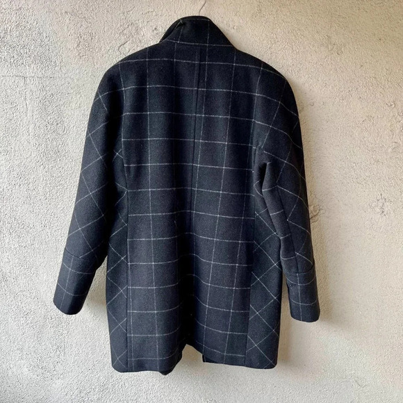 Lucky Brand Checkered Wool Blend Zip Front Coat Small - Picture 8 of 10